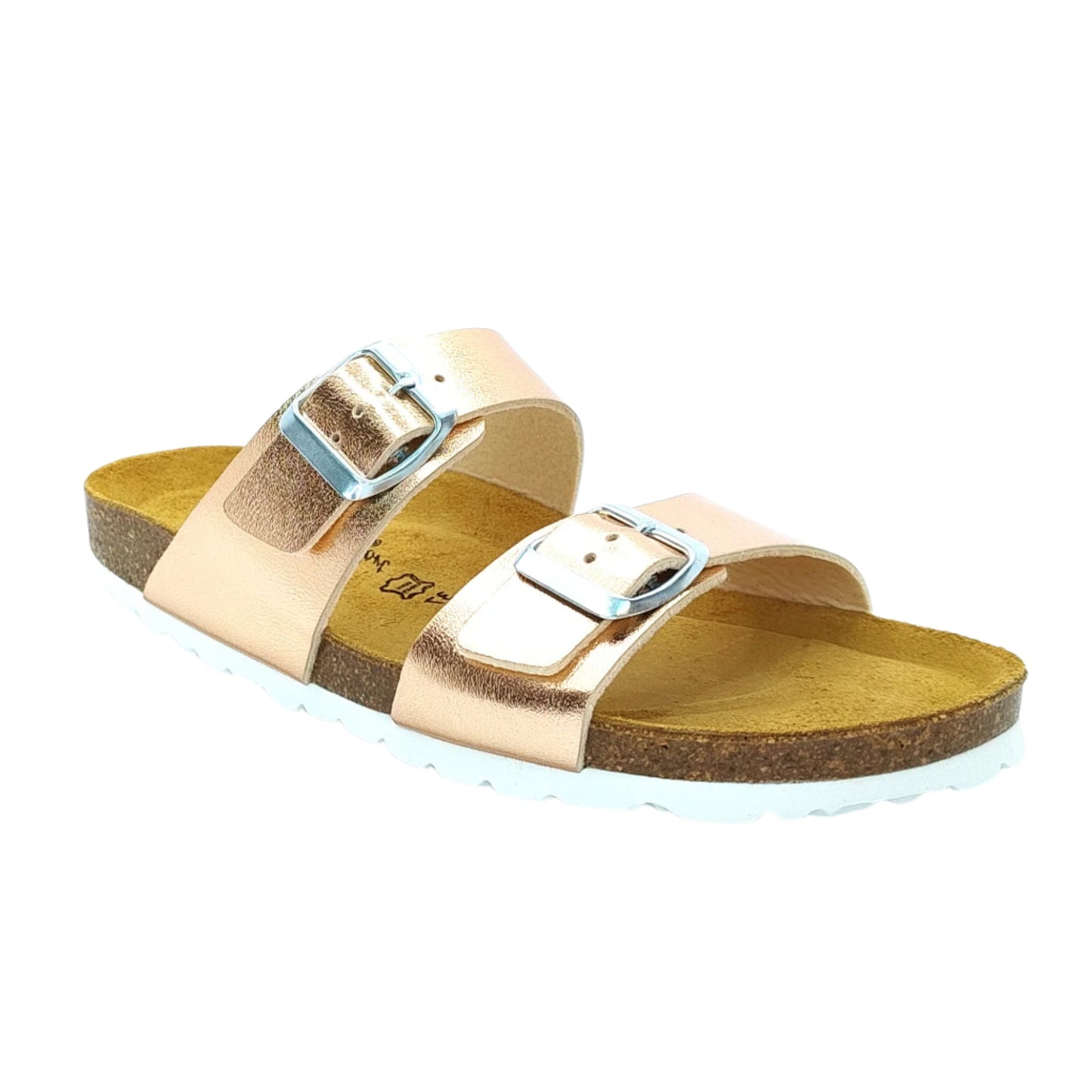 Cosmos Comfort Neptune 6108701-555 Women's Twin Strap Adjustable Buckle Mule Sandal Metallic Rose
