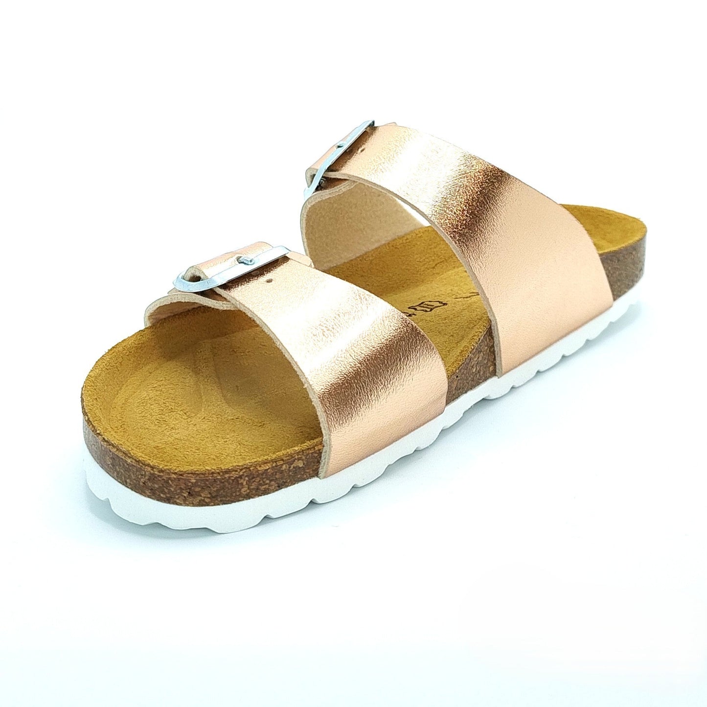 Cosmos Comfort Neptune 6108701-555 Women's Twin Strap Adjustable Buckle Mule Sandal Metallic Rose