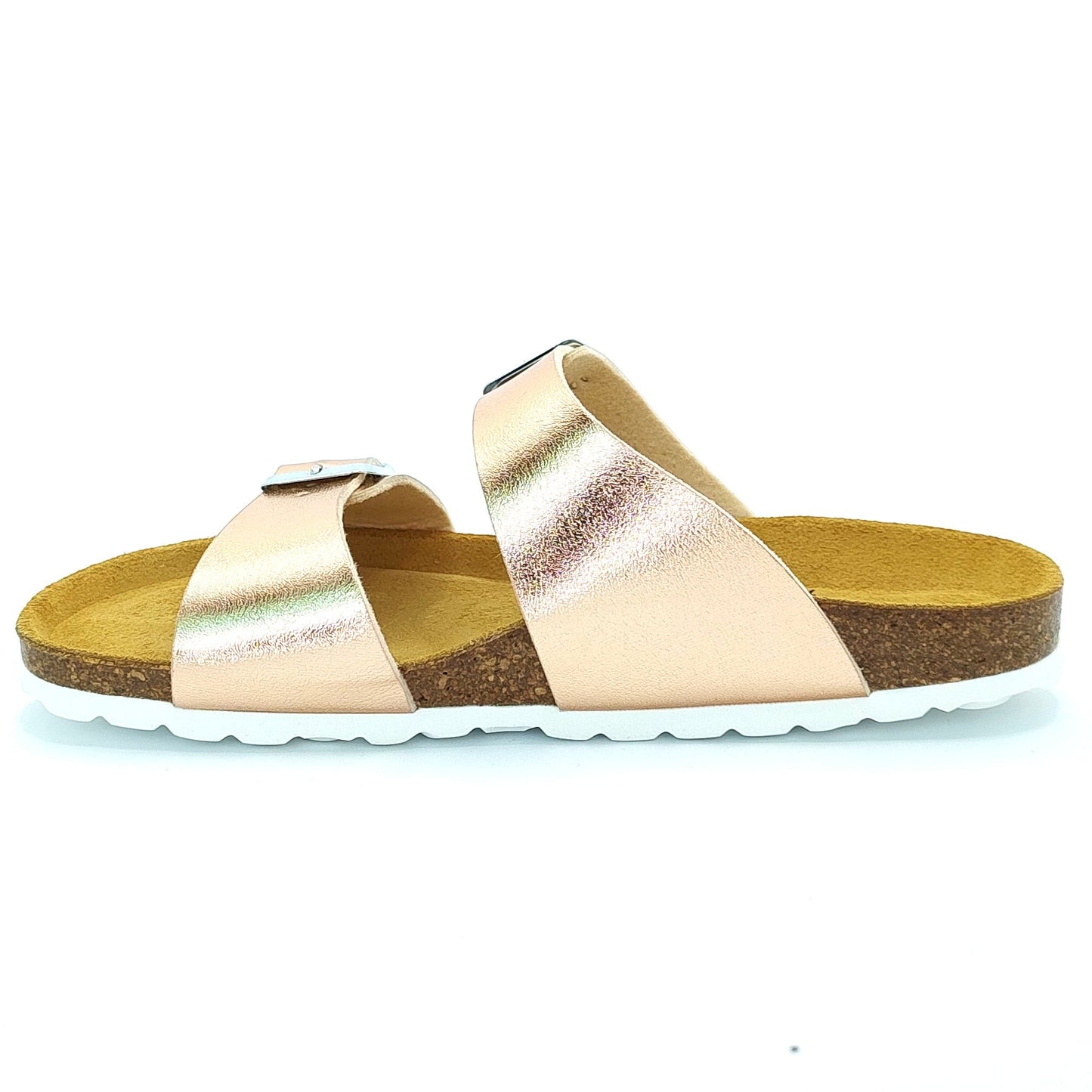 Cosmos Comfort Neptune 6108701-555 Women's Twin Strap Adjustable Buckle Mule Sandal Metallic Rose