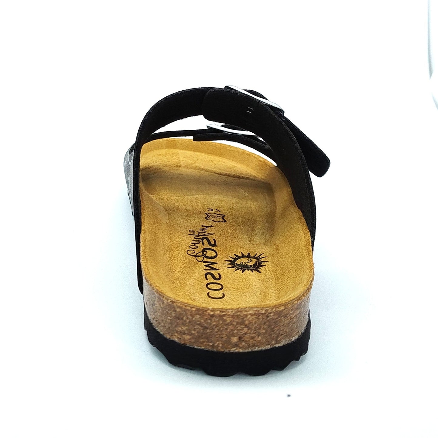 Cosmos Comfort Charon 6108726-9 Women's Twin Strap Adjustable Buckle Glitter Heart Design Mule Sandal Black