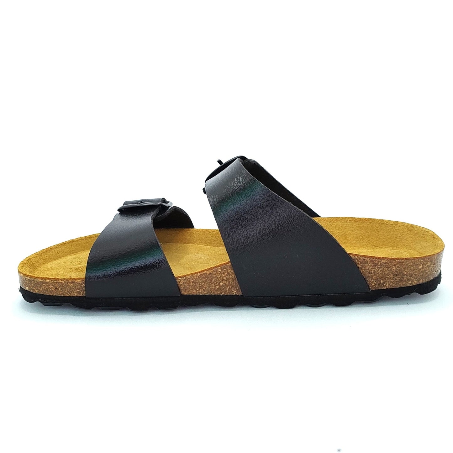 Cosmos Comfort Neptune 6108701-9 Women's Twin Strap Adjustable Buckle Mule Sandal Metallic Black