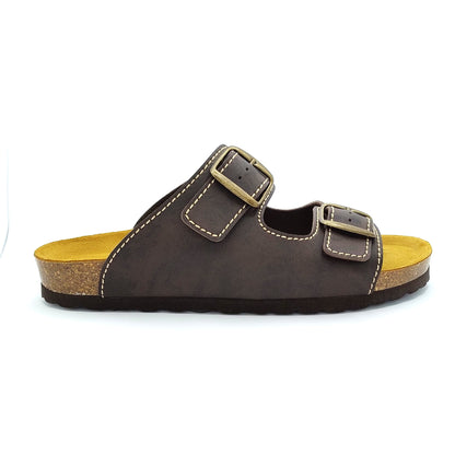 Cosmos Comfort Jupiter 8110702-32 Men's Twin Strap Adjustable Buckle Mule Sandal Dark Brown