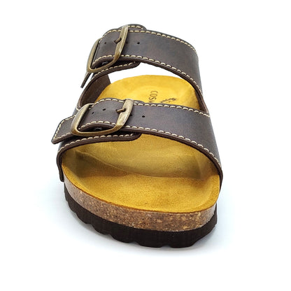 Cosmos Comfort Jupiter 8110702-32 Men's Twin Strap Adjustable Buckle Mule Sandal Dark Brown