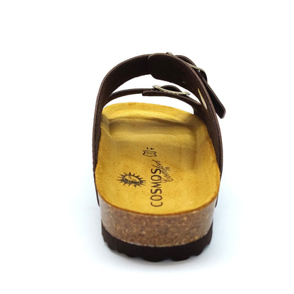 Cosmos Comfort Jupiter 8110702-32 Men's Twin Strap Adjustable Buckle Mule Sandal Dark Brown