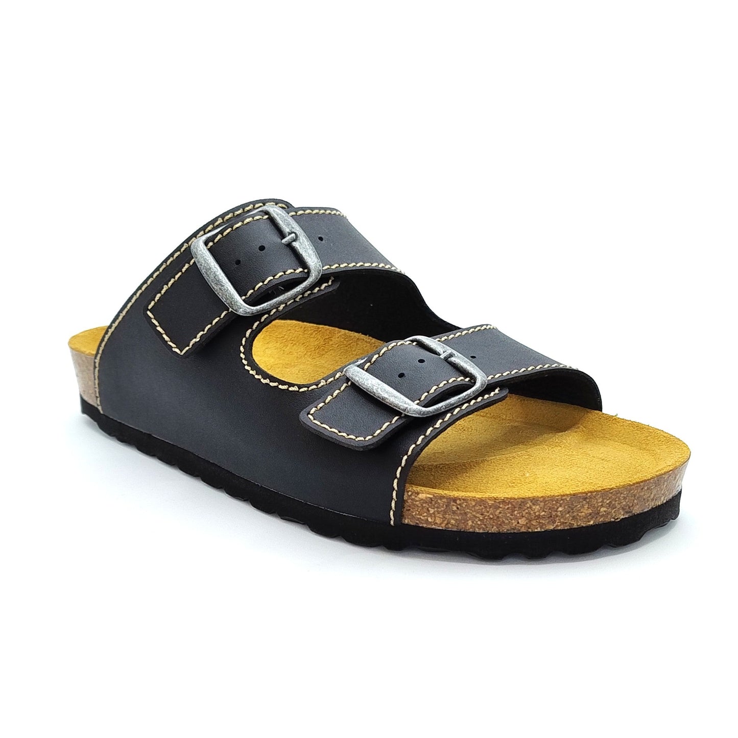 Cosmos Comfort Jupiter 8110702-9 Men's Twin Strap Adjustable Buckle Mule Sandal Black