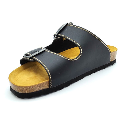 Cosmos Comfort Jupiter 8110702-9 Men's Twin Strap Adjustable Buckle Mule Sandal Black