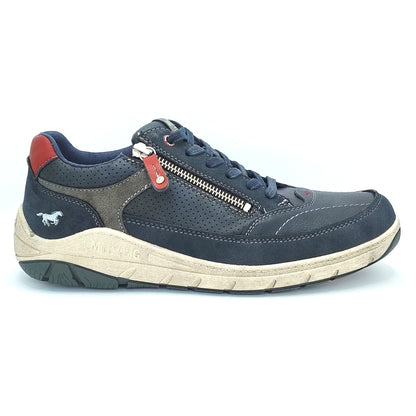 Mustang Boston 4160-305-820 Men's Lace & Zip Up Fashion Trainer Navy