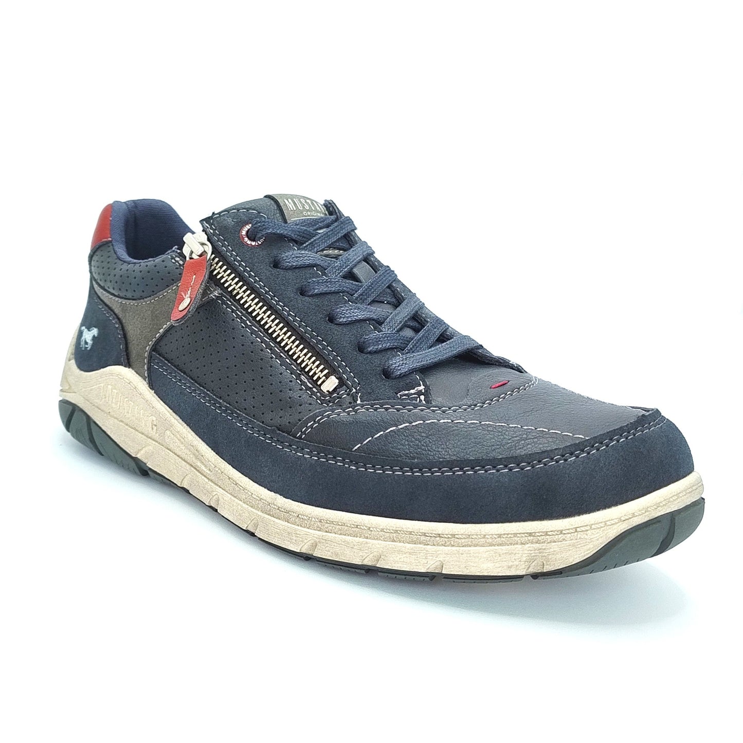 Mustang Boston 4160-305-820 Men's Lace & Zip Up Fashion Trainer Navy