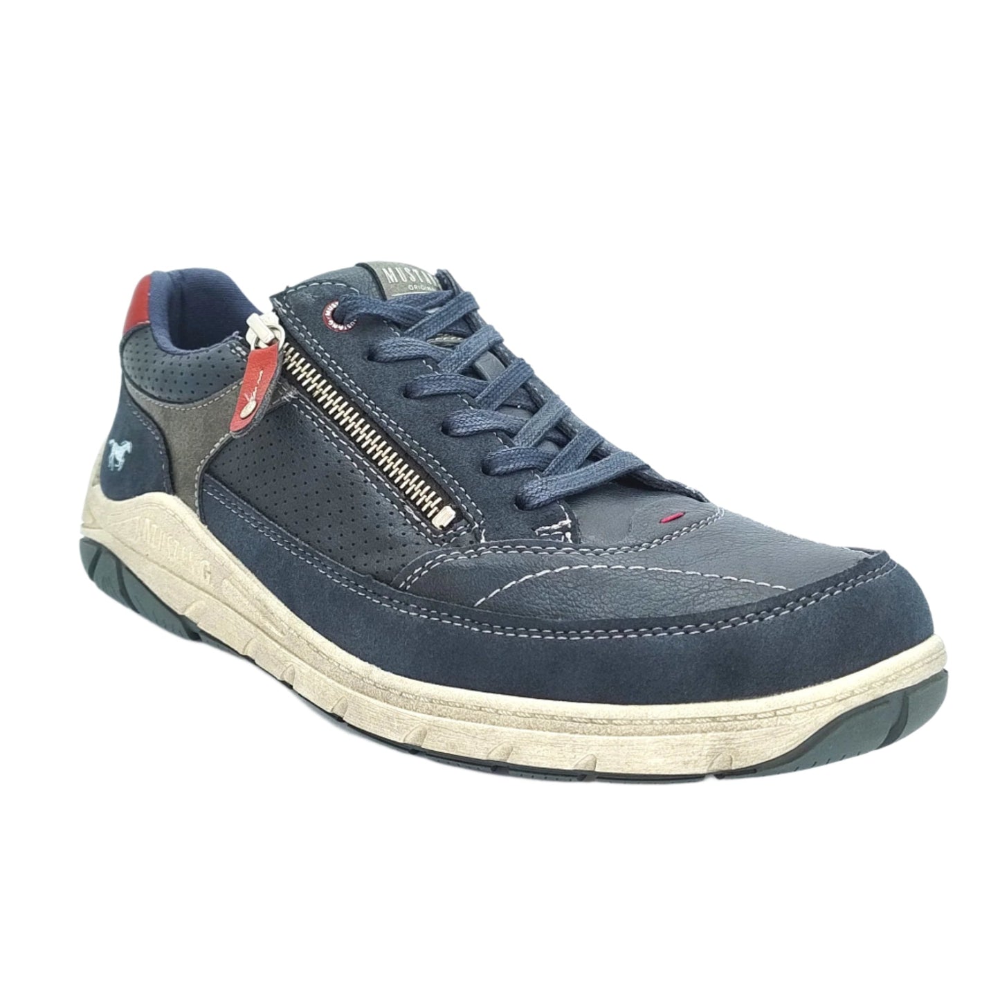 Mustang Boston 4160-305-820 Men's Lace & Zip Up Fashion Trainer Navy