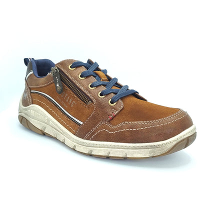 Mustang Carson 4160-302-301 Men's Lace & Zip Up Fashion Trainer Chestnut