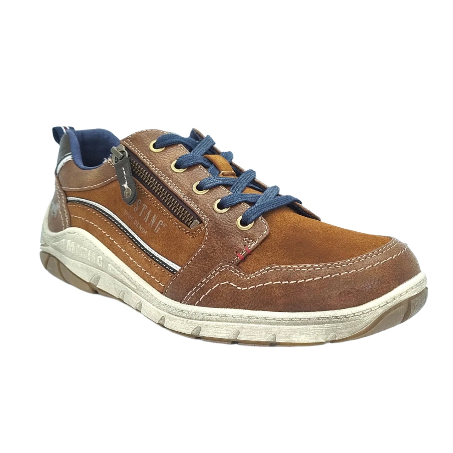 Mustang Carson 4160-302-301 Men's Lace & Zip Up Fashion Trainer Chestnut