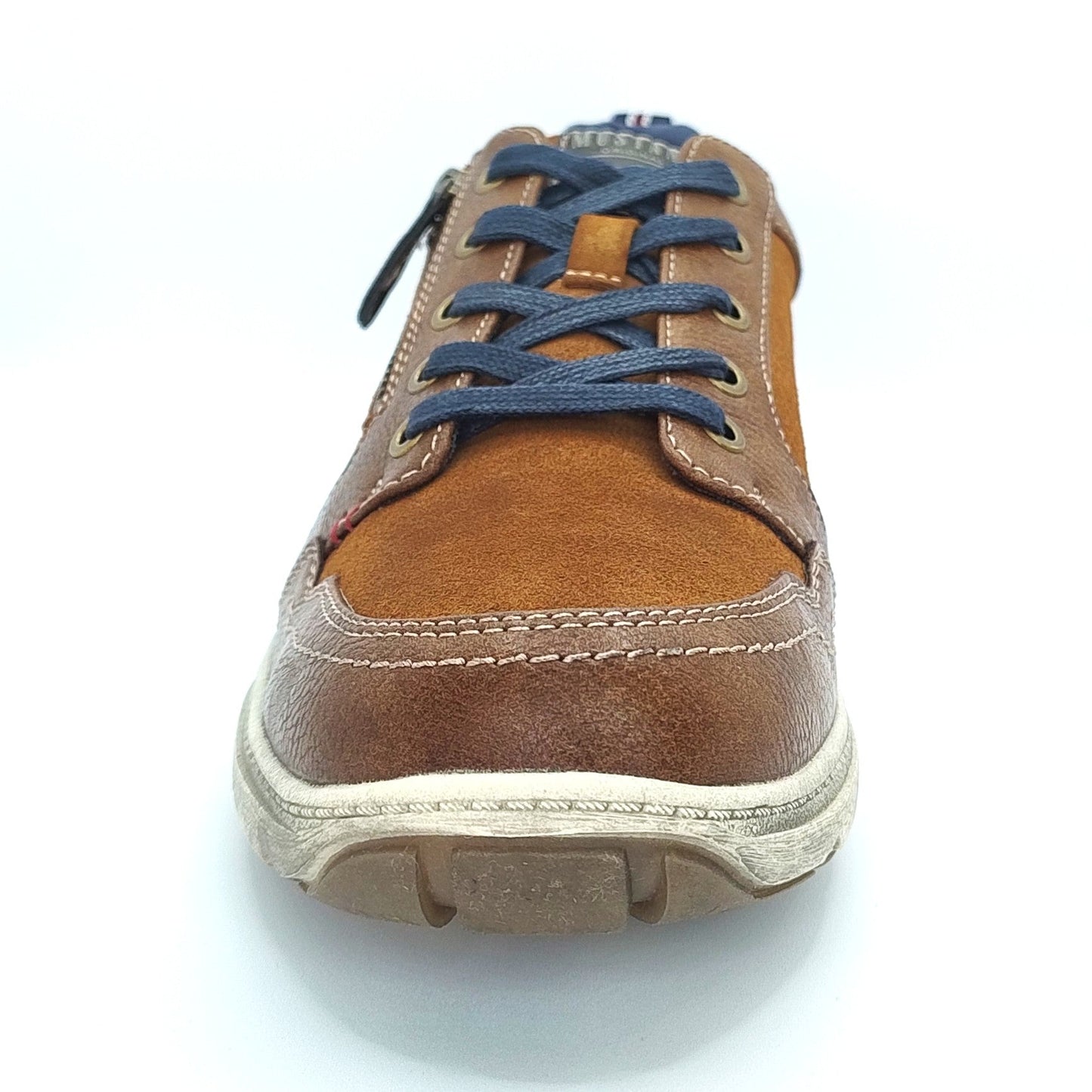 Mustang Carson 4160-302-301 Men's Lace & Zip Up Fashion Trainer Chestnut