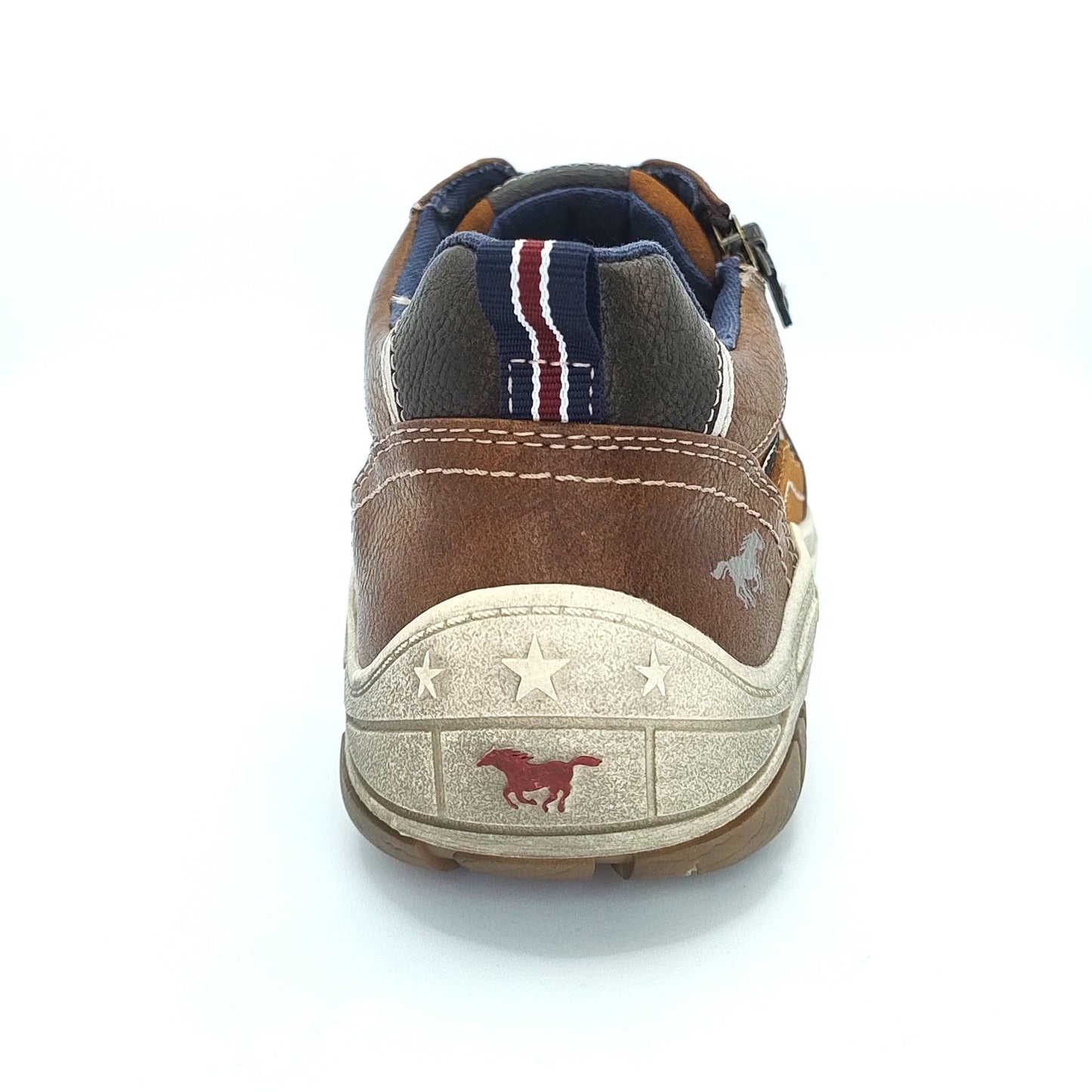 Mustang Carson 4160-302-301 Men's Lace & Zip Up Fashion Trainer Chestnut