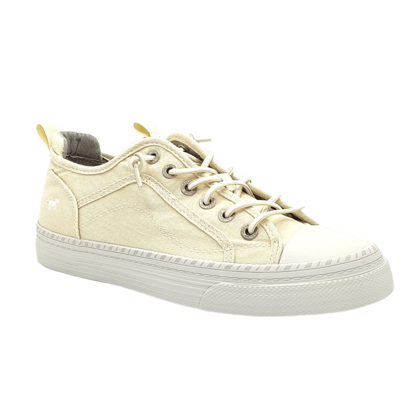 Mustang Florida 1376-308-243 Women's Elasticated Lace Canvas Pump Trainer Ivory