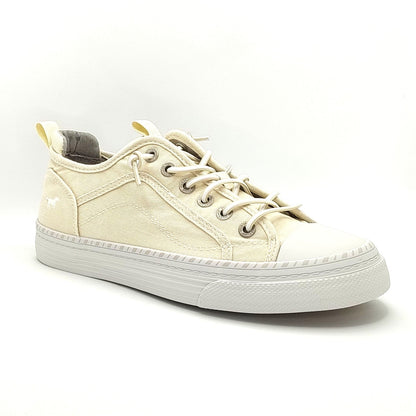 Mustang Florida 1376-308-243 Women's Elasticated Lace Canvas Pump Trainer Ivory