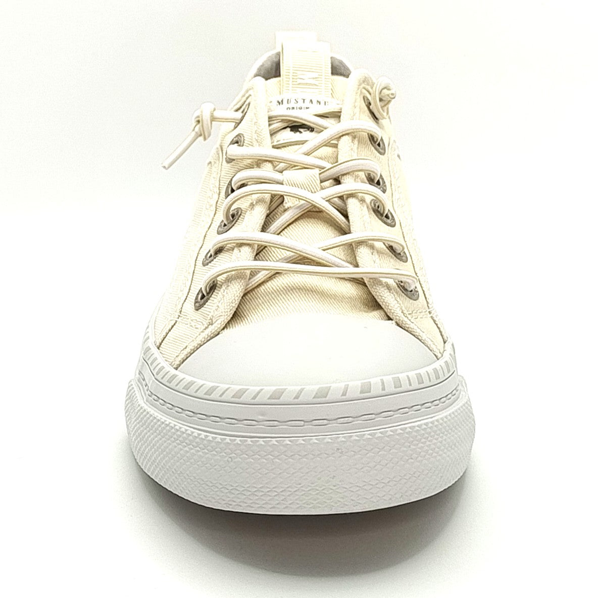Mustang Florida 1376-308-243 Women's Elasticated Lace Canvas Pump Trainer Ivory