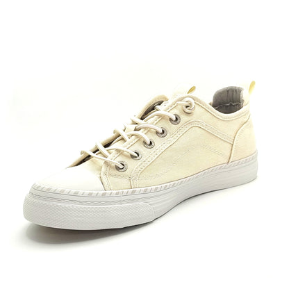 Mustang Florida 1376-308-243 Women's Elasticated Lace Canvas Pump Trainer Ivory
