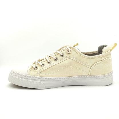 Mustang Florida 1376-308-243 Women's Elasticated Lace Canvas Pump Trainer Ivory