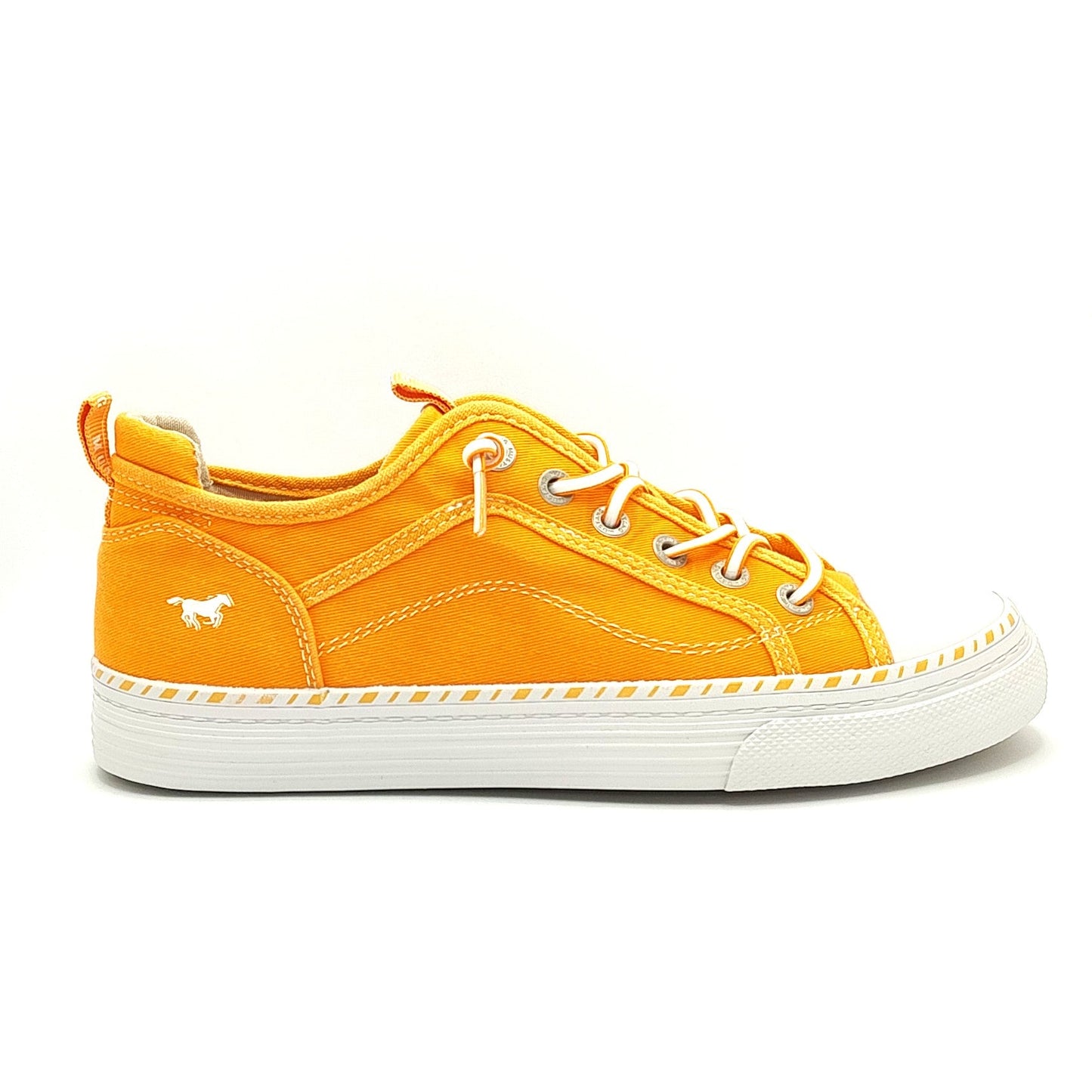Mustang Florida 1376-308-61 Women's Elasticated Lace Canvas Pump Trainer Orange