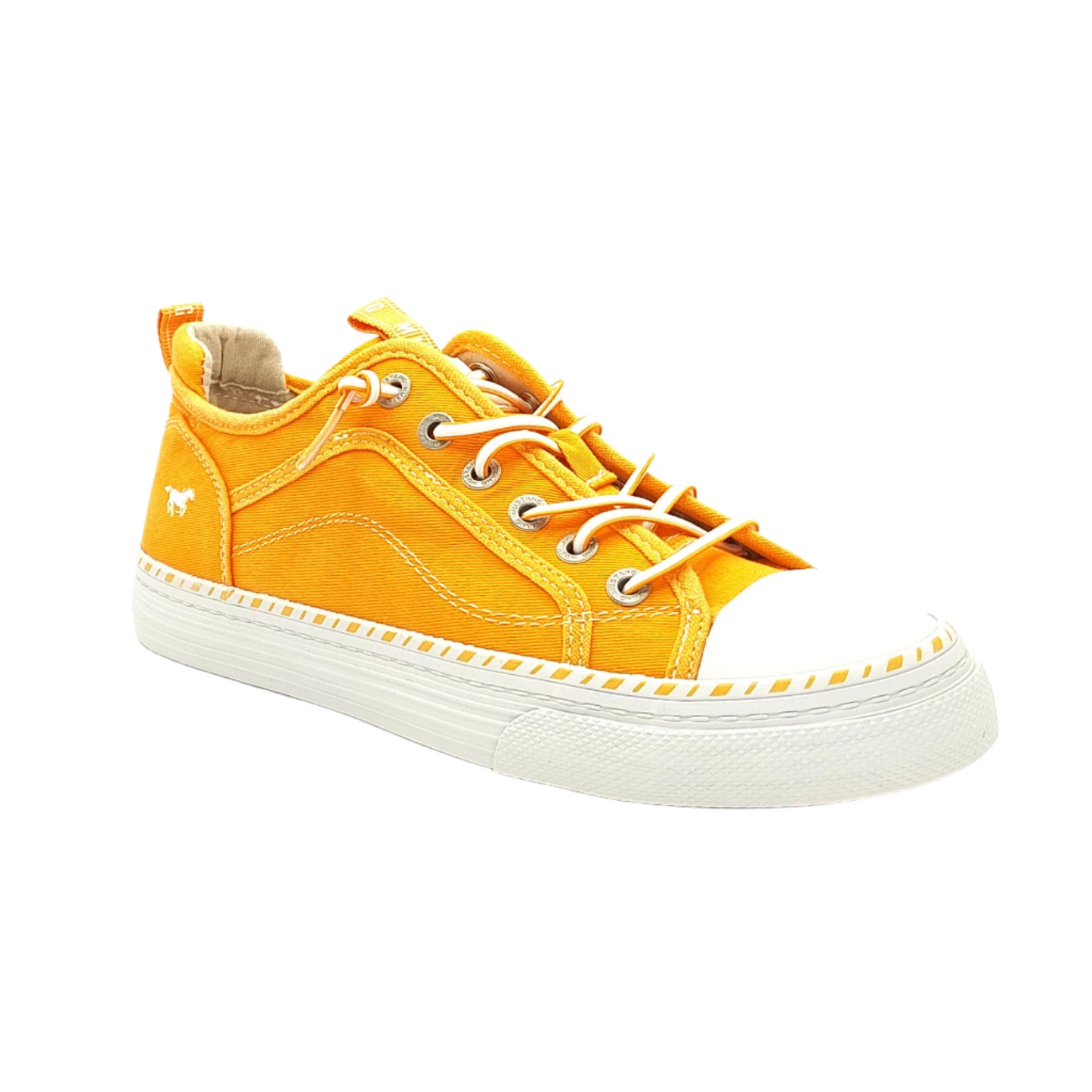 Mustang Florida 1376-308-61 Women's Elasticated Lace Canvas Pump Trainer Orange