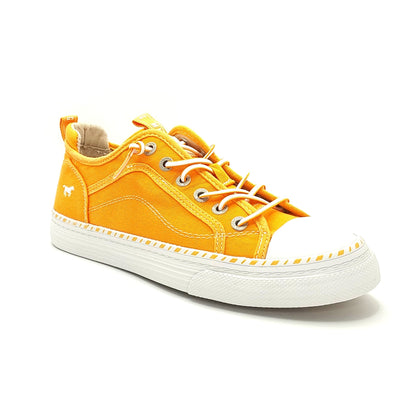 Mustang Florida 1376-308-61 Women's Elasticated Lace Canvas Pump Trainer Orange