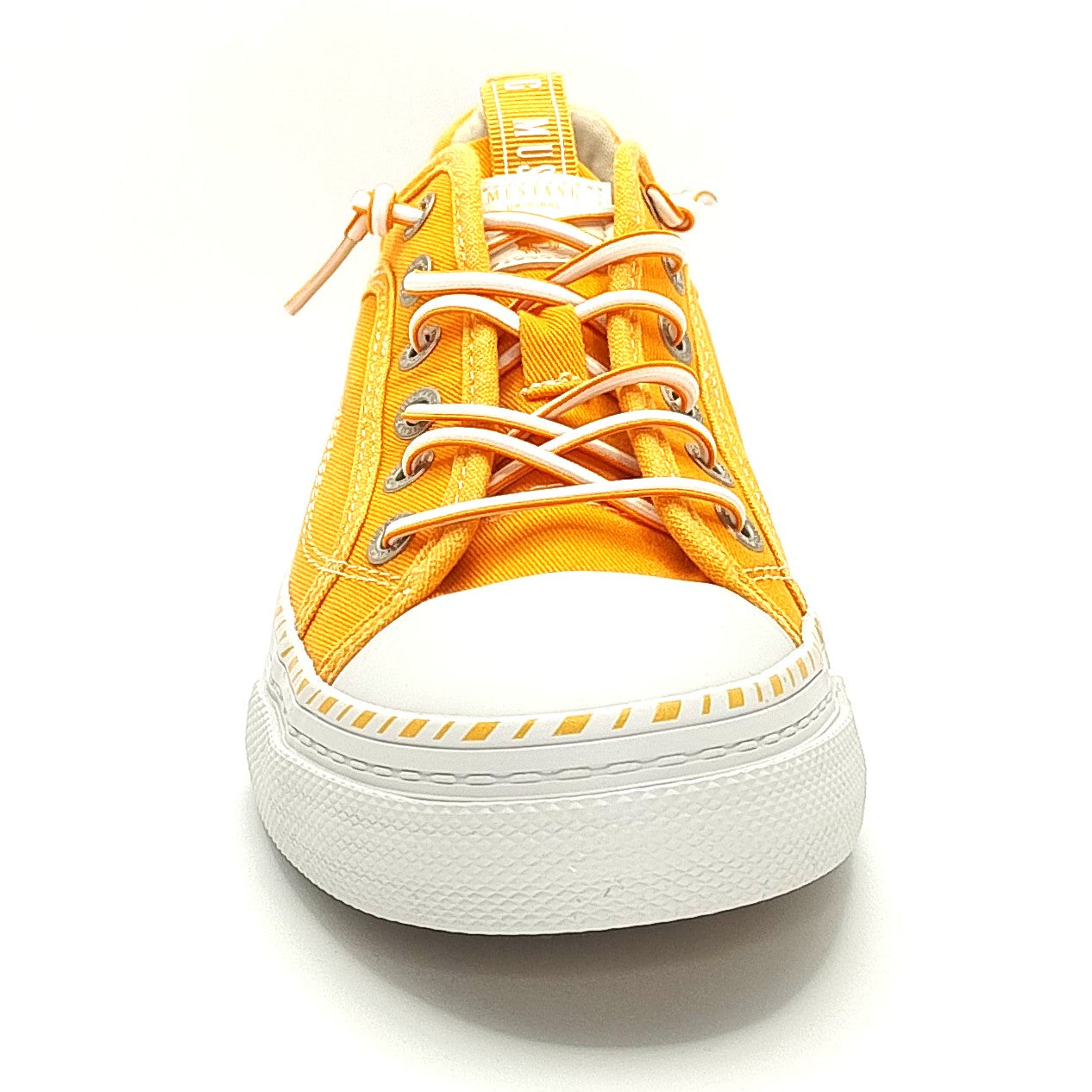 Mustang Florida 1376-308-61 Women's Elasticated Lace Canvas Pump Trainer Orange