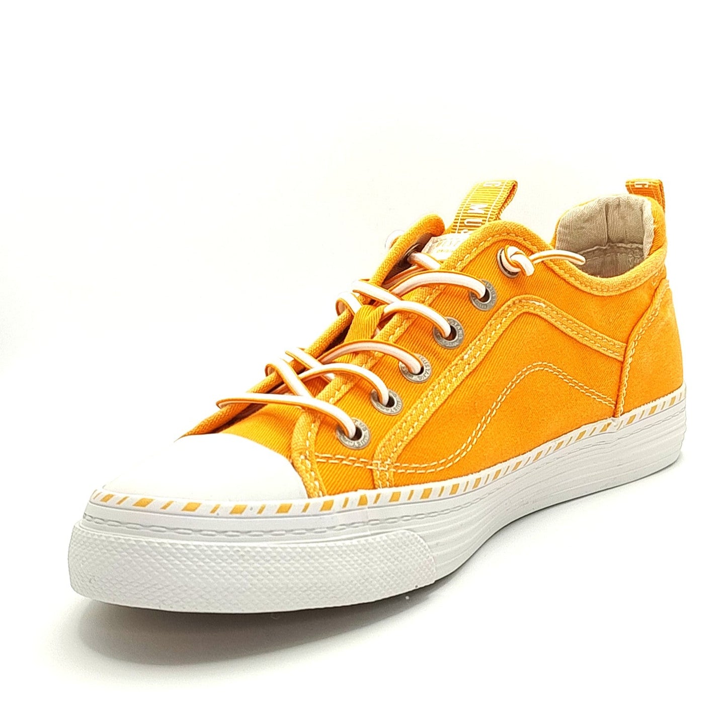 Mustang Florida 1376-308-61 Women's Elasticated Lace Canvas Pump Trainer Orange