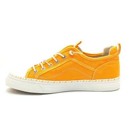 Mustang Florida 1376-308-61 Women's Elasticated Lace Canvas Pump Trainer Orange