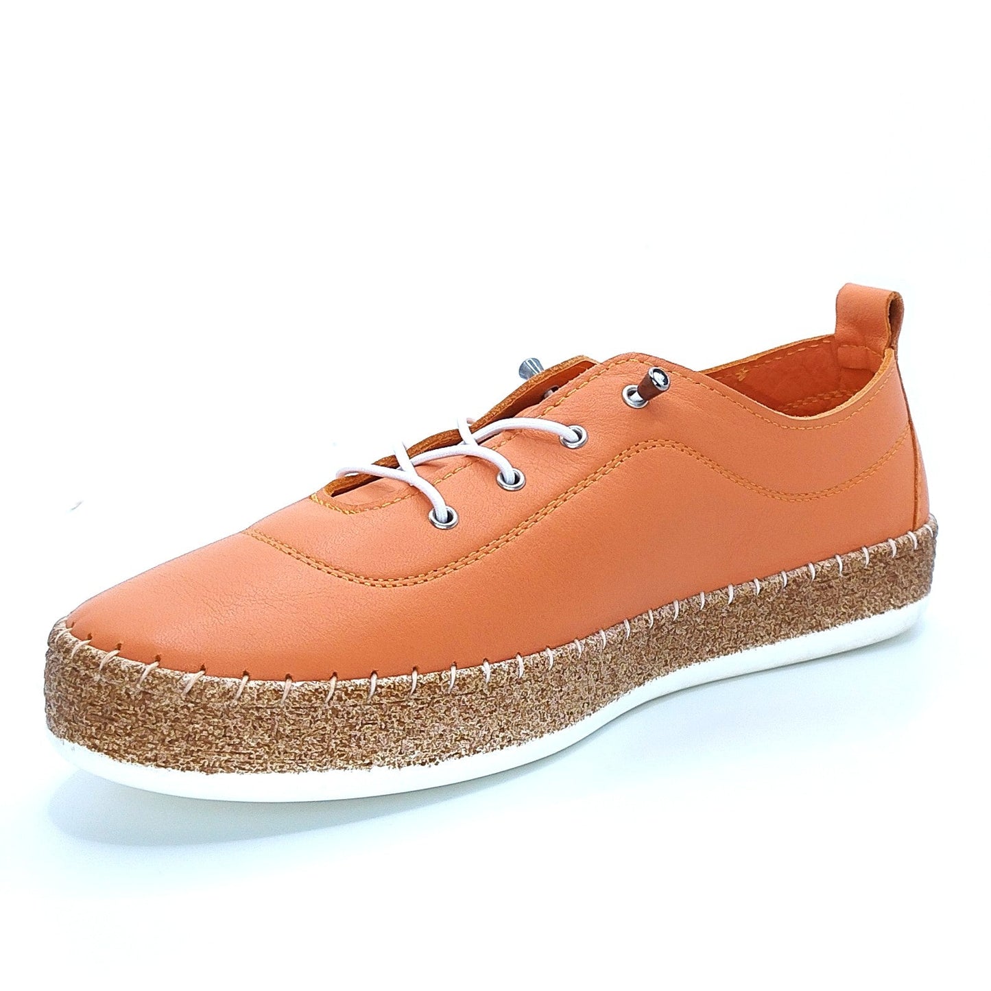 Lunar Evie Women's Leather Lace Up Plimsoll Orange