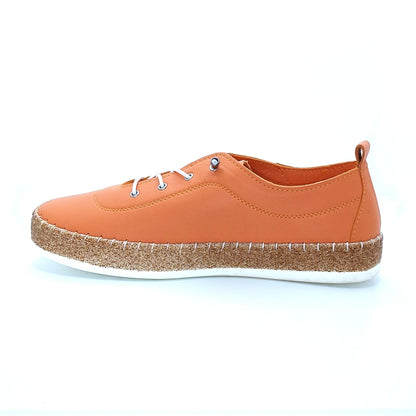 Lunar Evie Women's Leather Lace Up Plimsoll Orange
