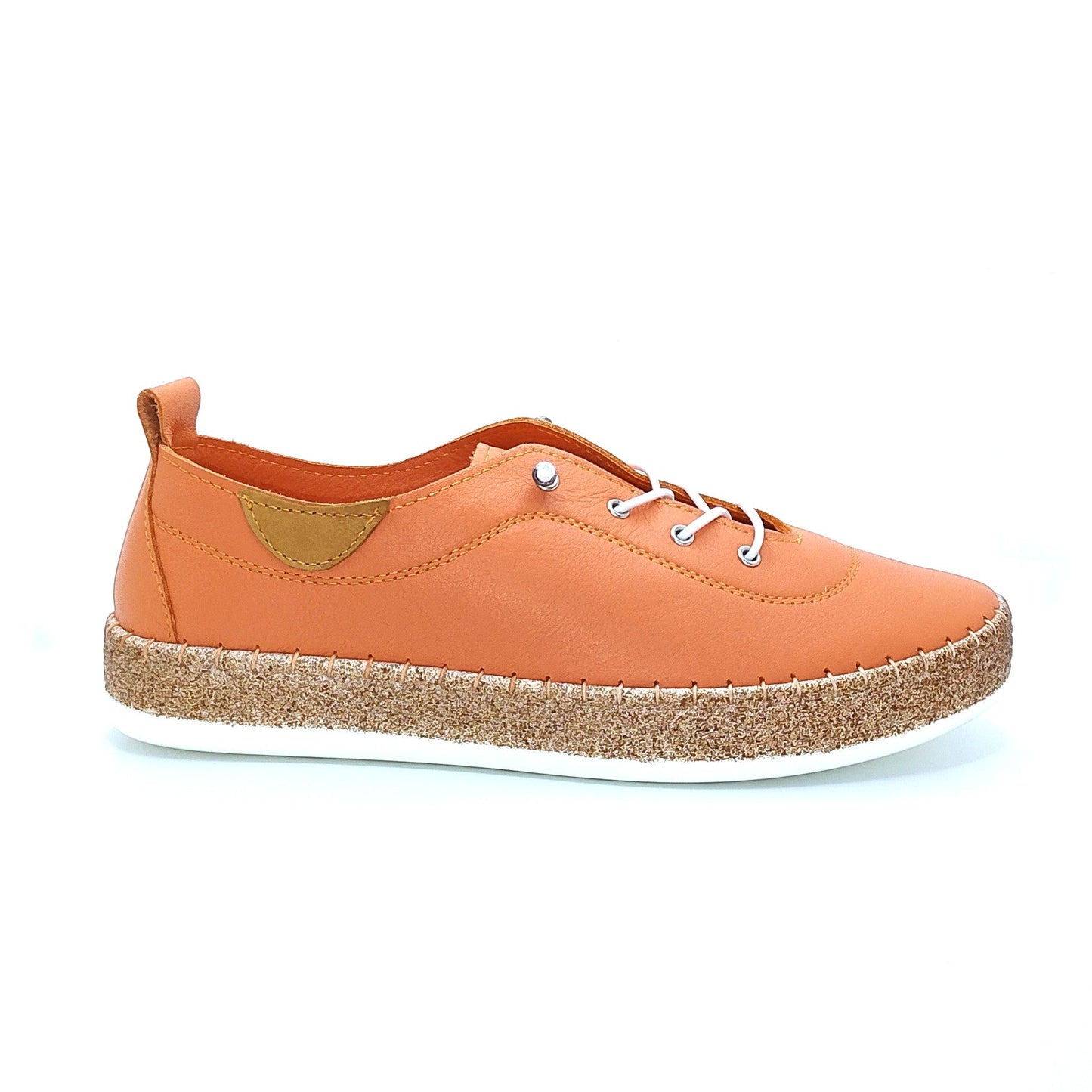 Lunar Evie Women's Leather Lace Up Plimsoll Orange