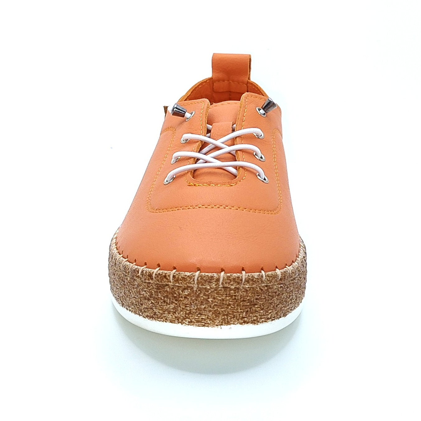 Lunar Evie Women's Leather Lace Up Plimsoll Orange