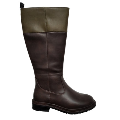 Heavenly Feet Honeysuckle Women's Zip Up Long Riding Style Boot Chocolate/Khaki