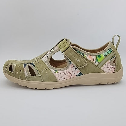 Free Spirit Cleveland Women's Leather Sandal Shoe Green/Multi