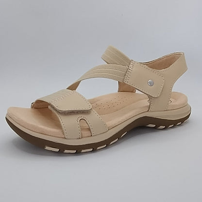 Free Spirit Aruba Women's Leather Touch Fastening Sandal Parchment