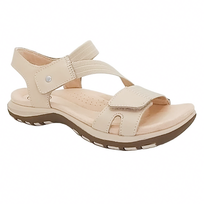 Free Spirit Aruba Women's Leather Touch Fastening Sandal Parchment
