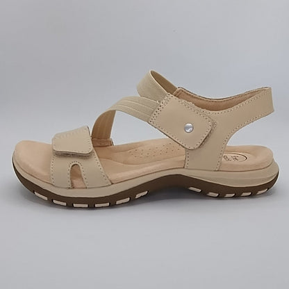Free Spirit Aruba Women's Leather Touch Fastening Sandal Parchment