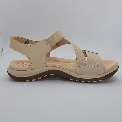 Free Spirit Aruba Women's Leather Touch Fastening Sandal Parchment