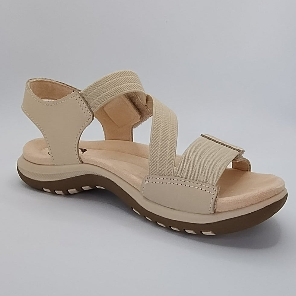 Free Spirit Aruba Women's Leather Touch Fastening Sandal Parchment