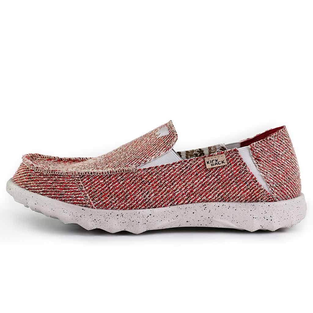 KickBack Couch Classic Men's Lightweight Carpet Bag Weave Slip On Shoe Oat Red