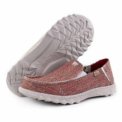 KickBack Couch Classic Men's Lightweight Carpet Bag Weave Slip On Shoe Oat Red