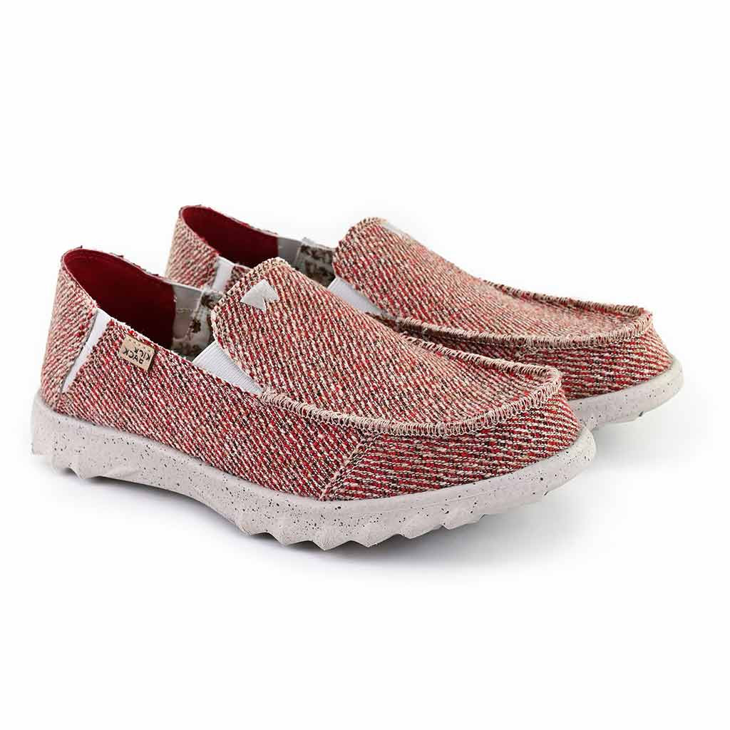 KickBack Couch Classic Men's Lightweight Carpet Bag Weave Slip On Shoe Oat Red