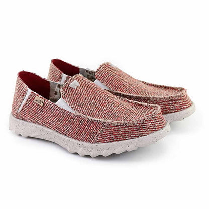 KickBack Couch Classic Men's Lightweight Carpet Bag Weave Slip On Shoe Oat Red