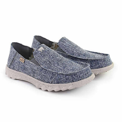 KickBack Couch Classic Men's Lightweight Carpet Bag Weave Slip On Shoe Blue Grey