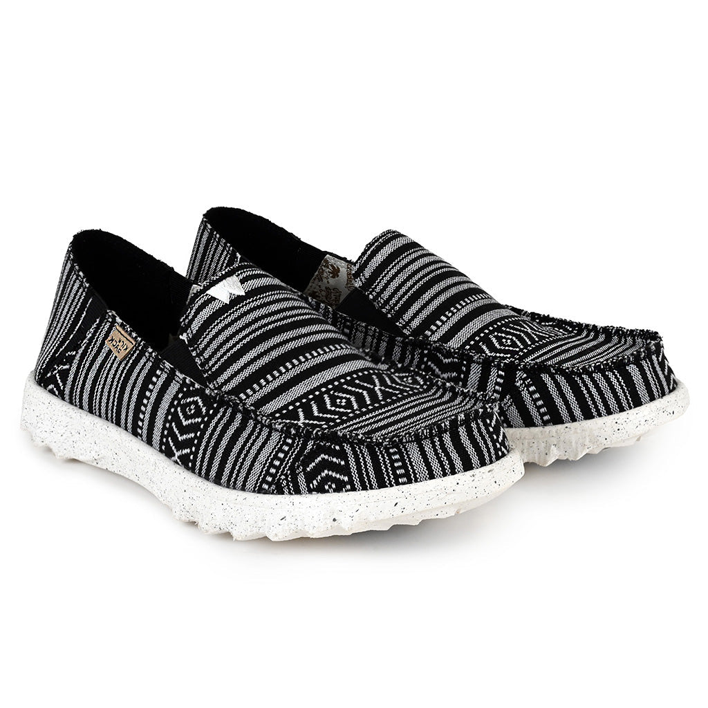 KickBack Couch Classic Men's Lightweight Canvas Slip On Shoe Black Folk Stripe
