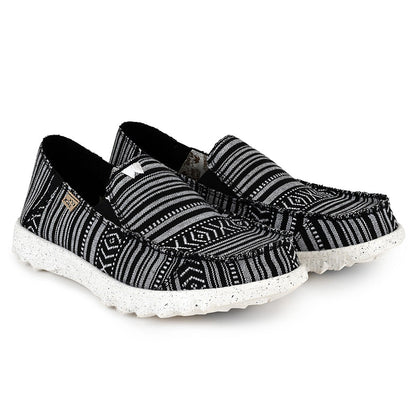KickBack Couch Classic Men's Lightweight Canvas Slip On Shoe Black Folk Stripe