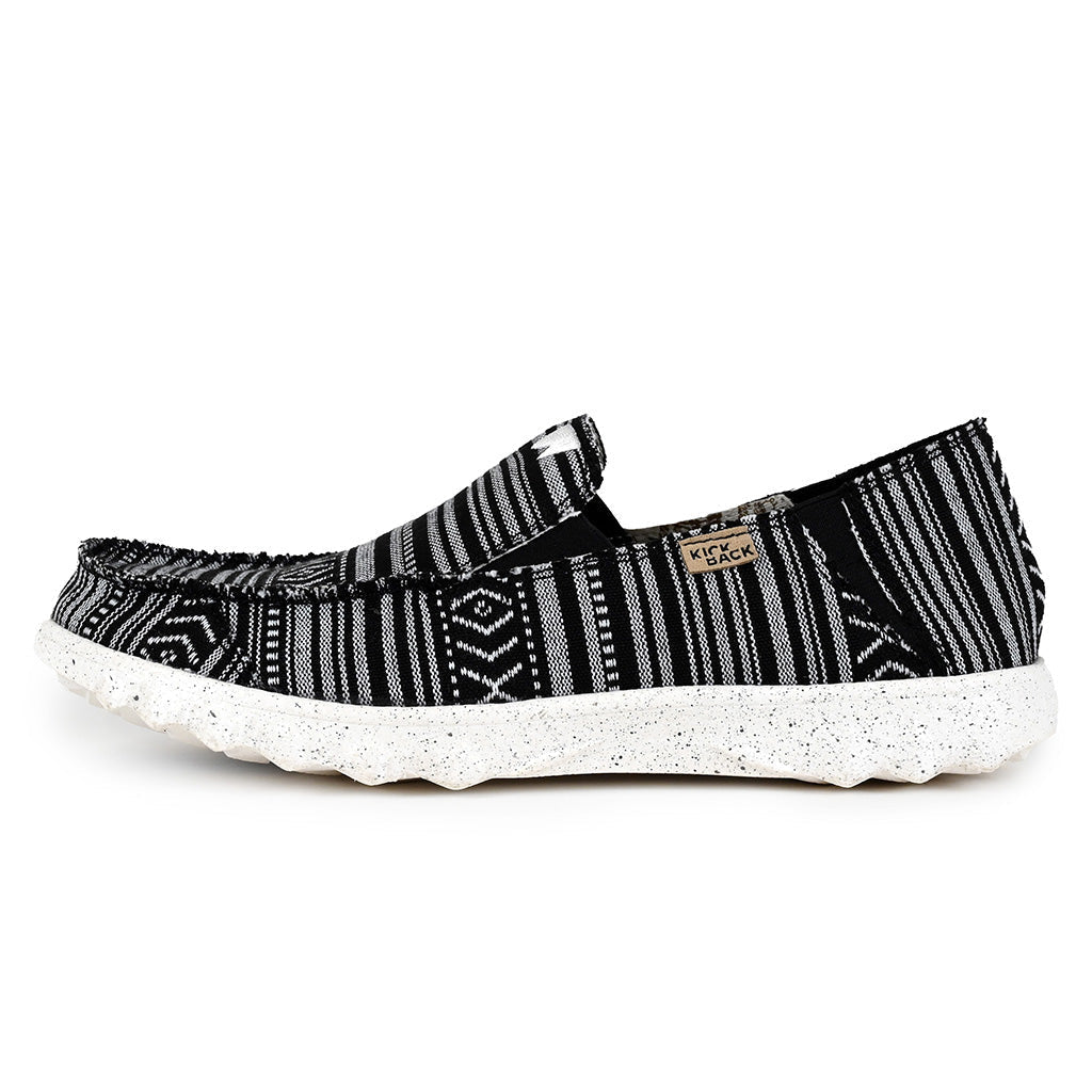 KickBack Couch Classic Men's Lightweight Canvas Slip On Shoe Black Folk Stripe