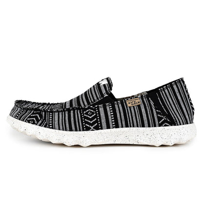 KickBack Couch Classic Men's Lightweight Canvas Slip On Shoe Black Folk Stripe