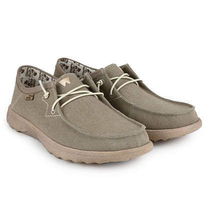 KickBack Lounger Men's Elasticated Lace Lightweight Slip On Shoe Taupe