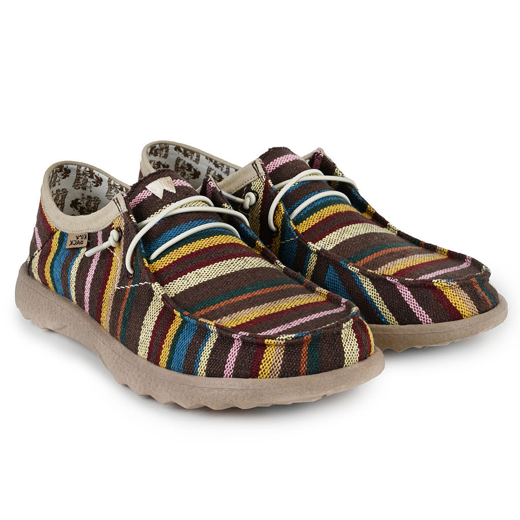 KickBack Lounger Men's Elasticated Lace Lightweight Slip On Shoe Allsorts Brown Stripe